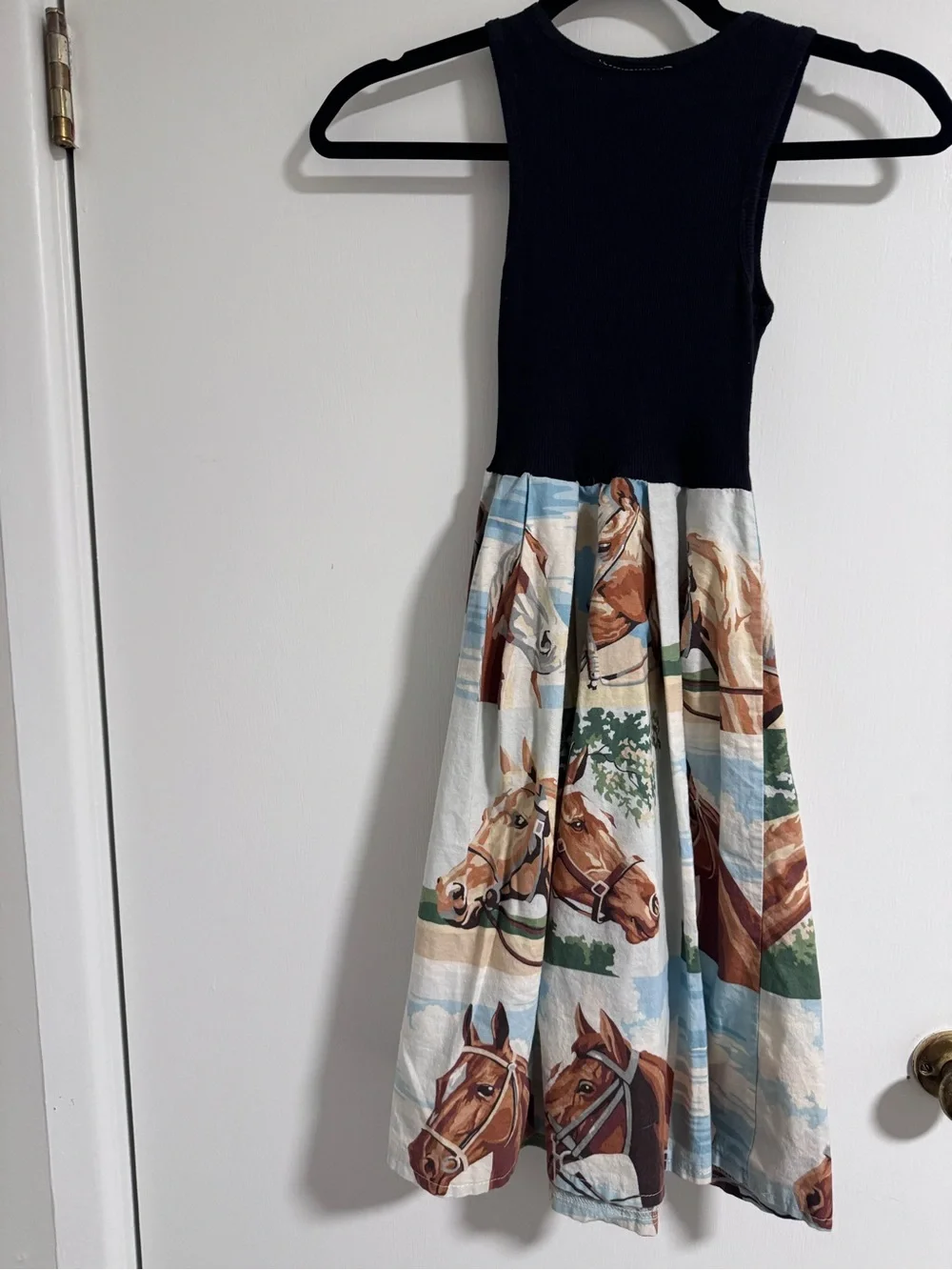 Vintage Reworked Hankie Babies 2T - 3T Girls Maxi Long Equestrian Dress Handmade